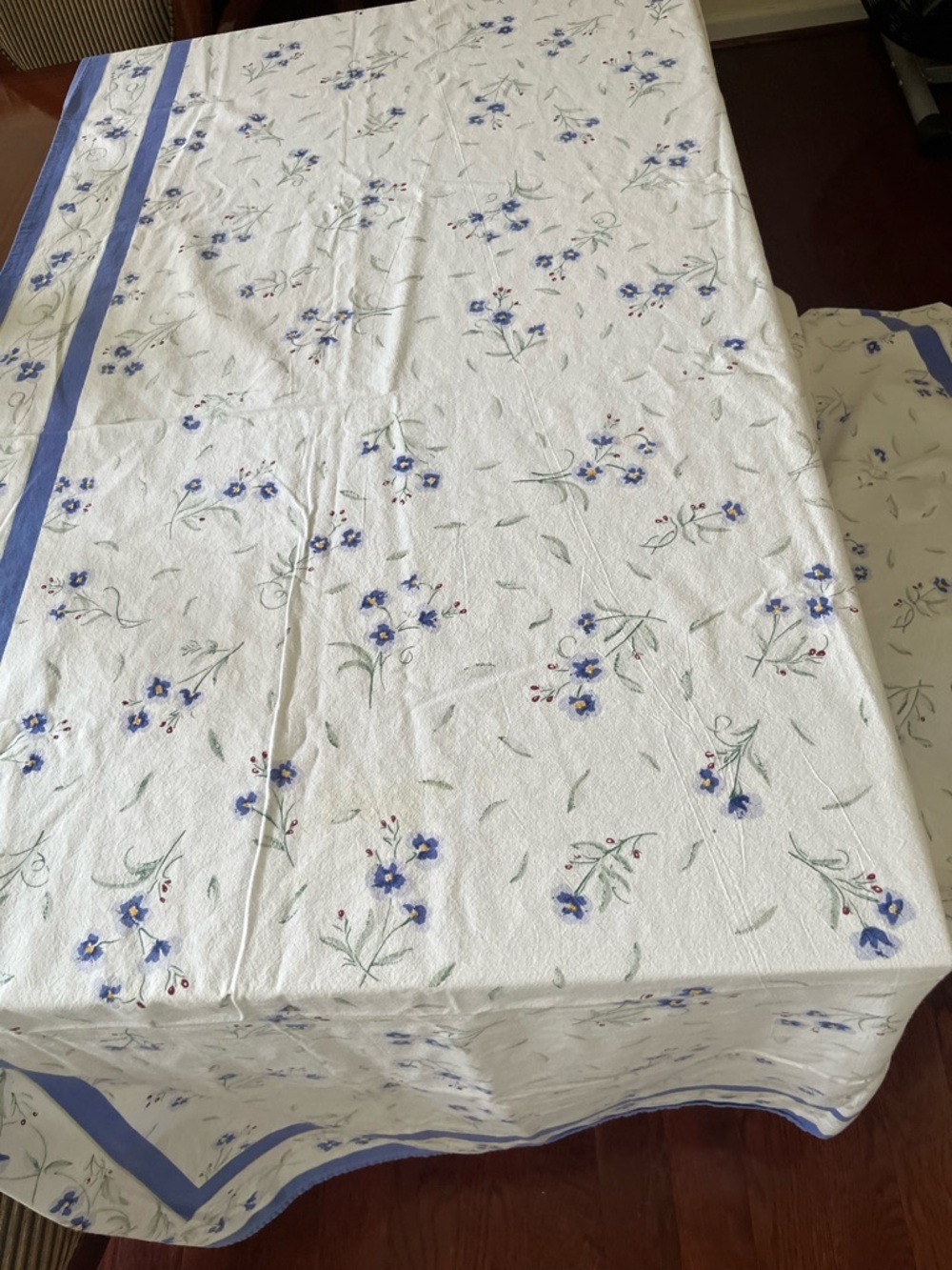 Vintage Blue Floral Printed Tablecloth - Picture 8 of 16